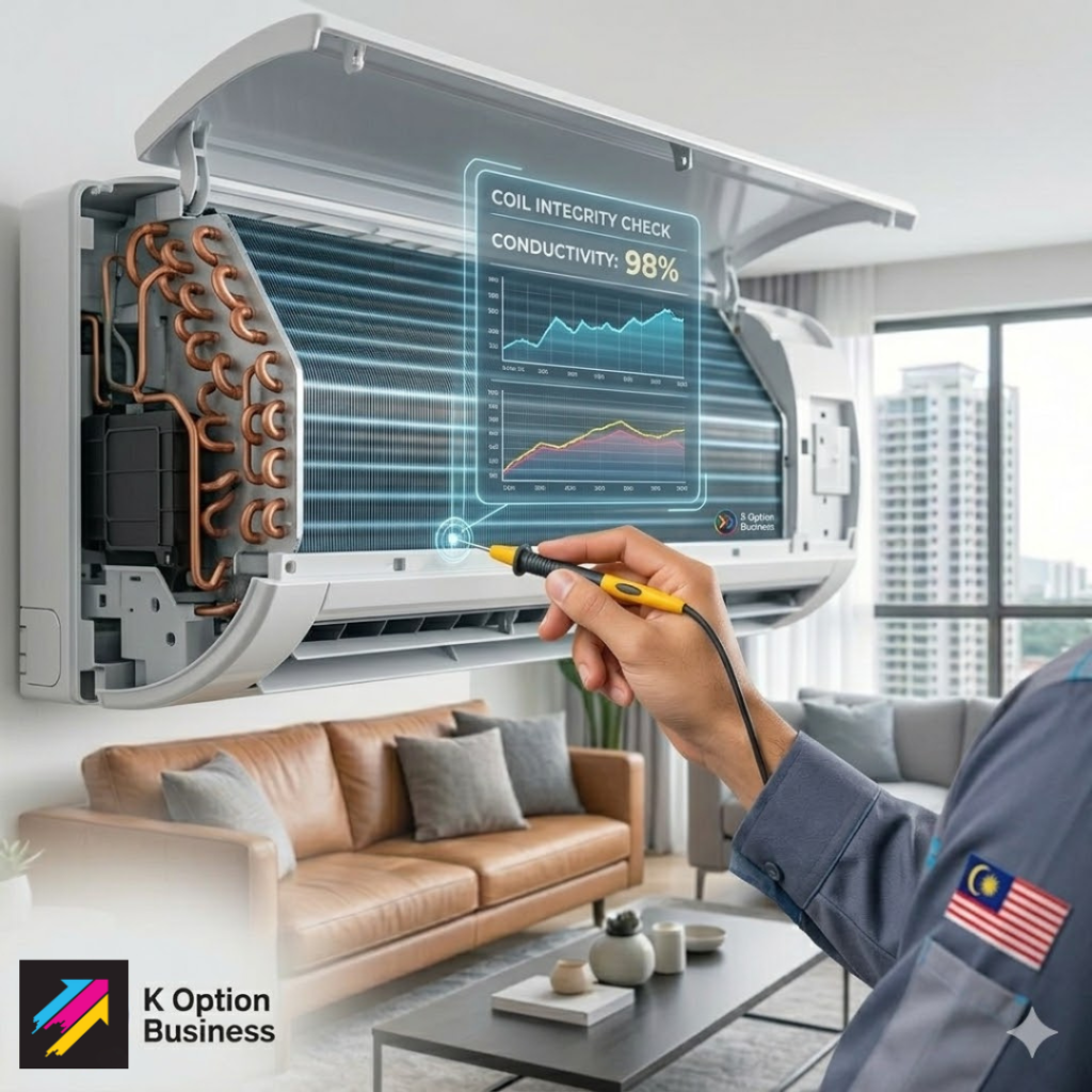 Top-Rated Subang Jaya Aircond Services : Stop Sweating & Save Bills! 2 Technician doing professional subang jaya aircond service checking gas pressure and temperature.