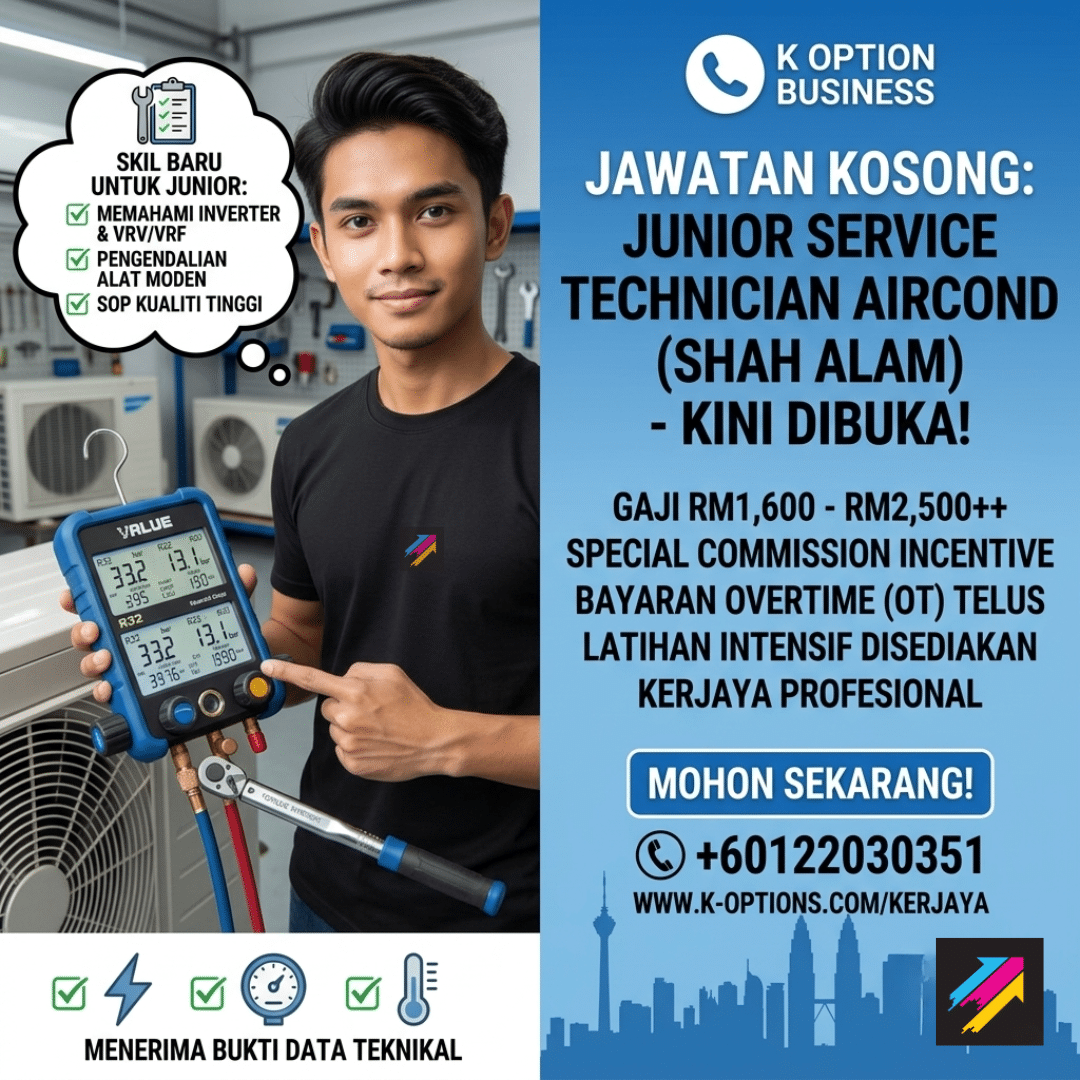 Jawatan Kosong Technician Aircond Shah Alam Kerja Kosong K Option Business
