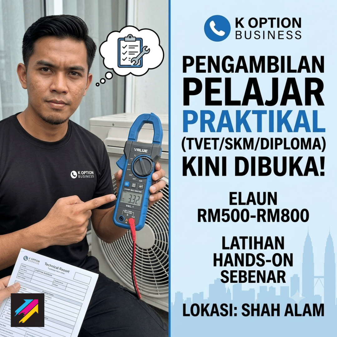 Latihan Industri Aircond Shah Alam Pelajar Praktikal TVET SKM K Option Business